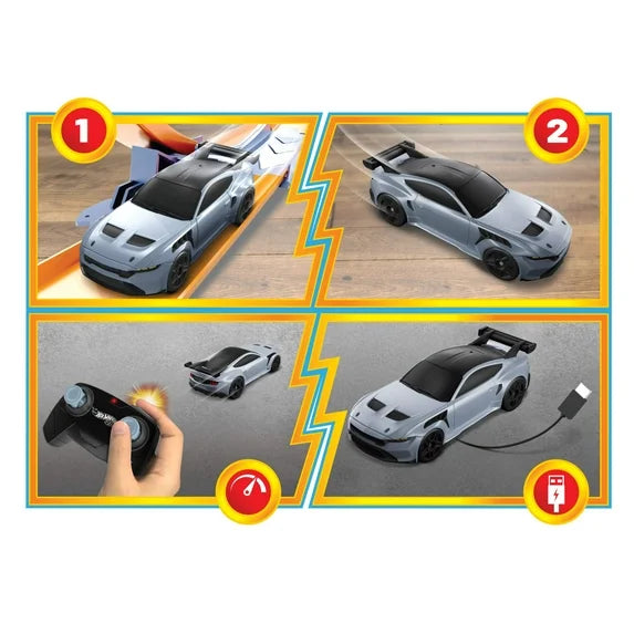 Hot Wheels RC 1:64 Scale Ford Mustang GTD, Battery-Powered Remote-Control Toy Car Fashions for Home