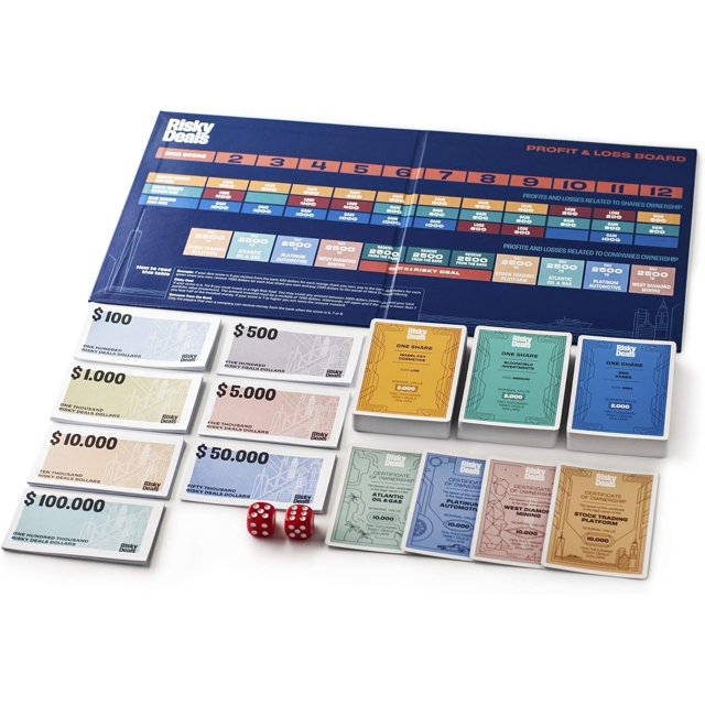 Risky Deals - The Stock Market Game - Bet Wisely Roll The Dice and Get Rich - Fun Board Game for Adults and Family Night - Adrenaline and Fun Fashions for Home