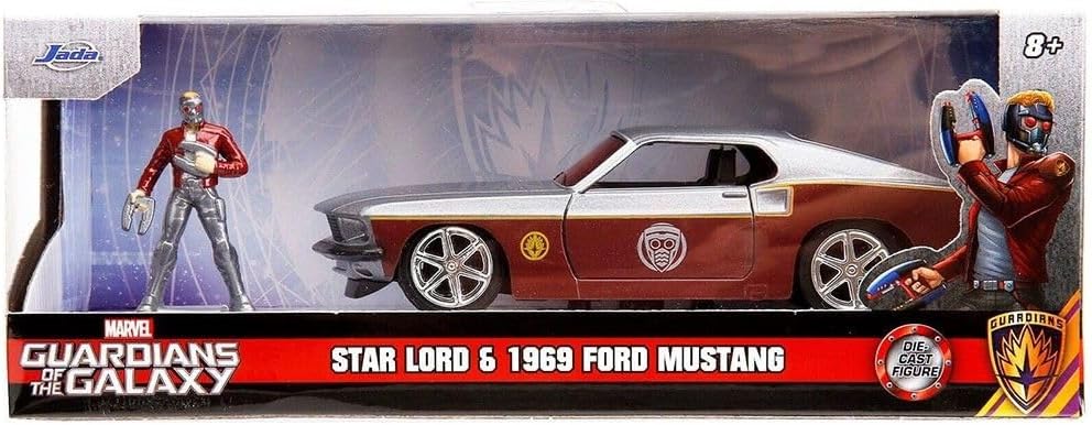 Marvel Guardians of The Galaxy 1:32 1969 Ford Mustang Die-Cast Car & 1.65" Starlord Figure, Toys for Kids and Adults
