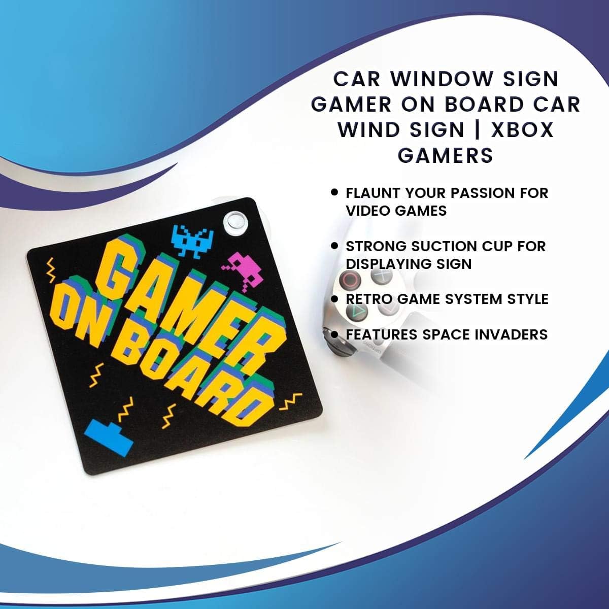 Toynk Car Window Sign | Gamer on Board Car Wind Sign | Xbox Gamers | Official Decorative Collectible | Car Accessories for Man