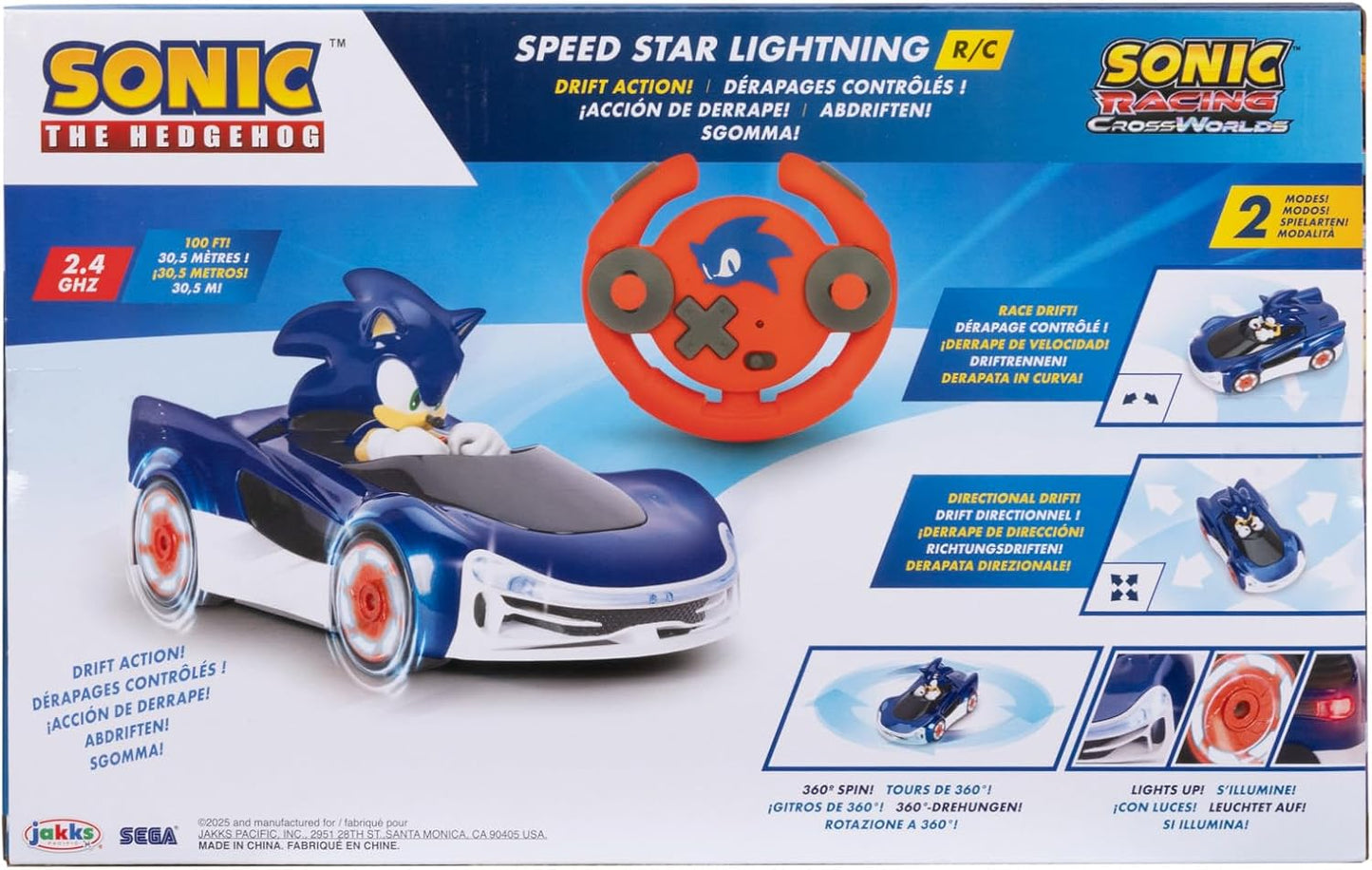 Sonic The Hedgehog - JAKKS Pacific - Sonic Drift RC Vehicle with Light Effects Fashions for Home