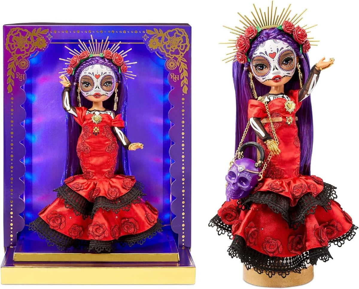 Rainbow High Dia De Los Muertos Maria 11" Doll with Calavera Purse and Light-Up Display Fashions for Home