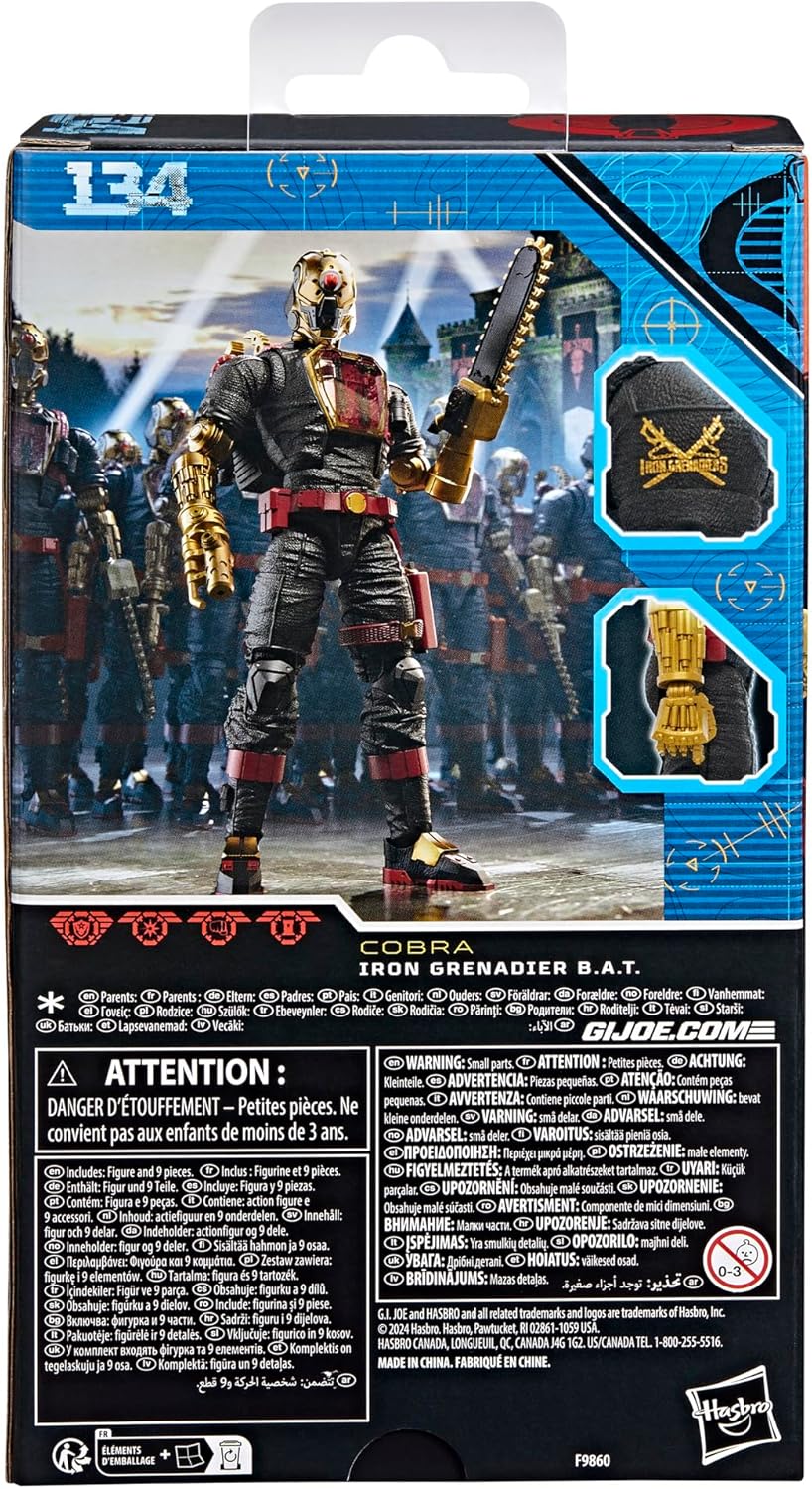 G.I. Joe Classified Series #134, Iron Grenadier B.A.T., Collectible 6 Inch Action Figure with 9 Accessories