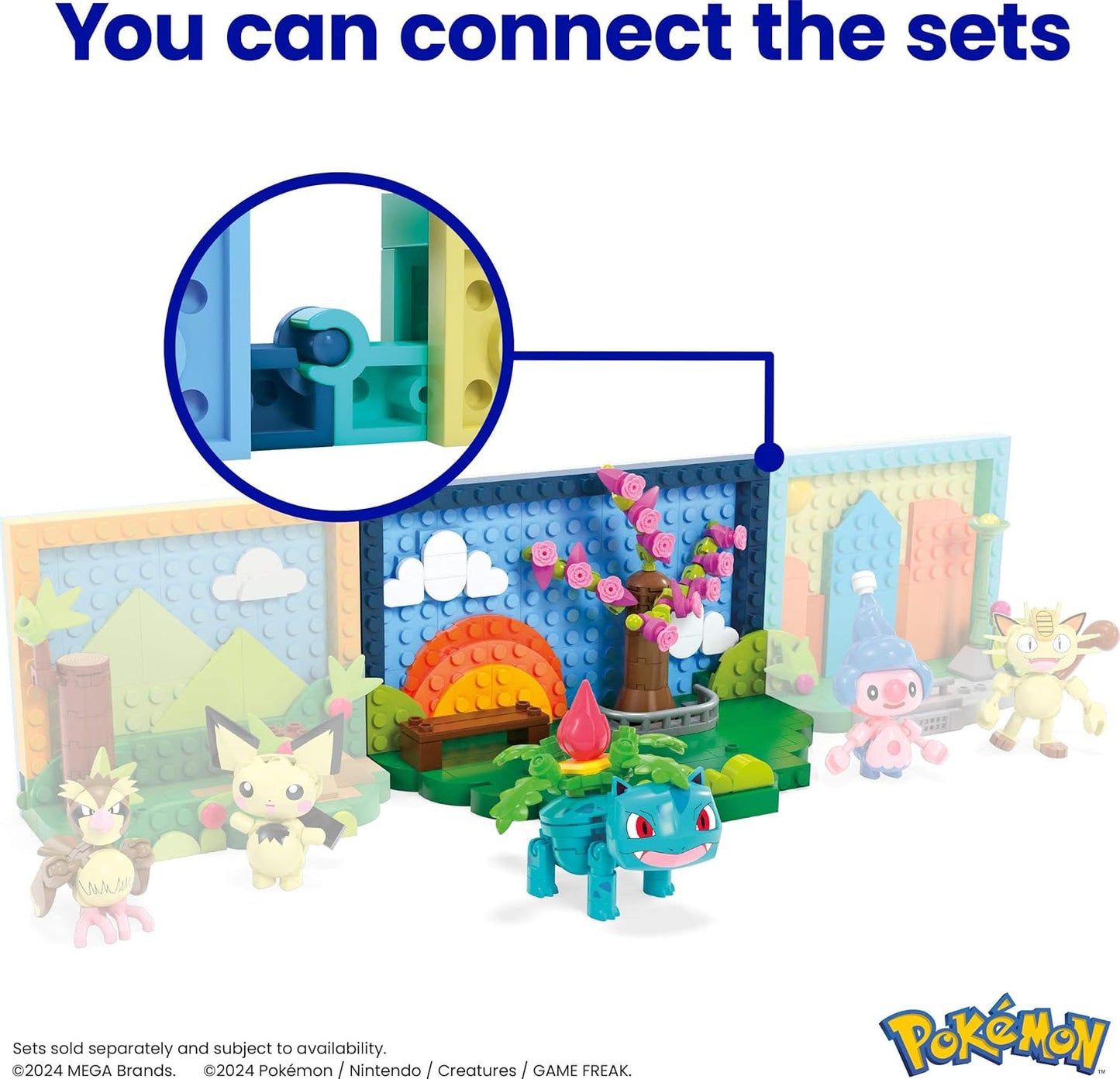 Pokemon Park Scene Building Kit with 1 Action Figure (220 Pieces) for Kids by MEGA