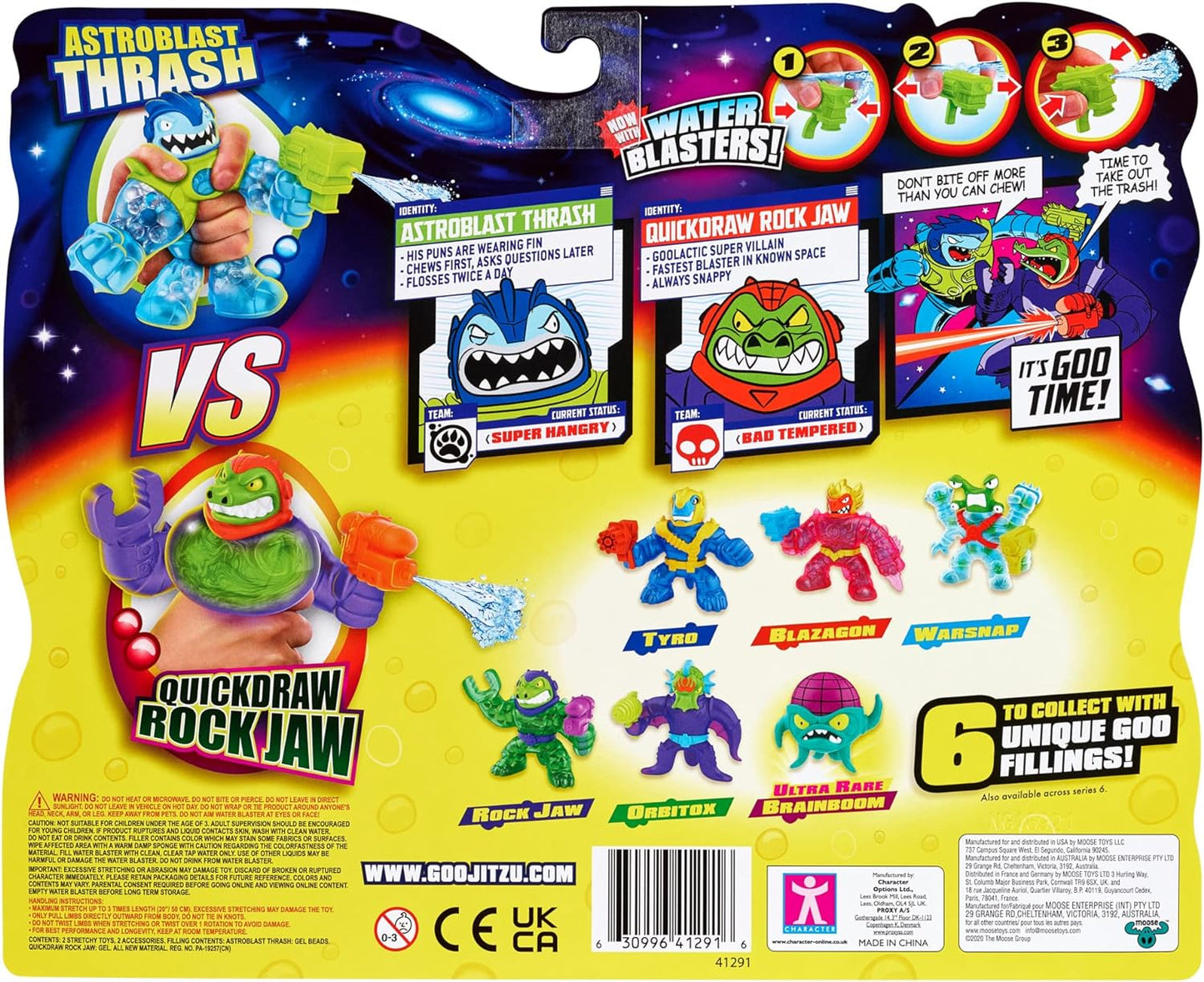 Heroes of Goo Jit Zu Galaxy Blast Versus Pack - Thrash vs Quickdraw Rock Jaw with all NEW Water Blasters Toys for Kids Boys Ages 4+ Heroes of Goo Jit Zu