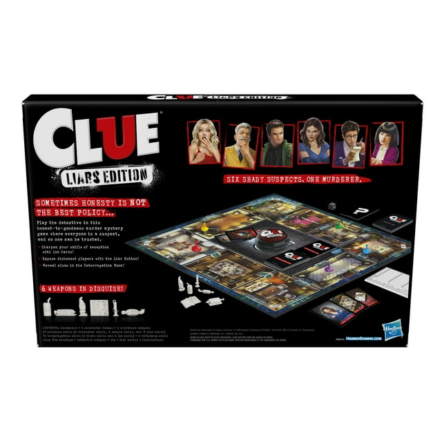 hasbro clue liars edition board game murder mystery game for kids 8 and up