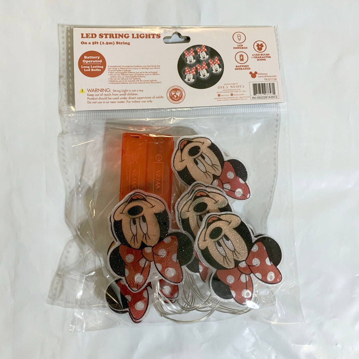 Disney Minnie Mouse LED String Lights 5ft Battery Powered Lights Fashions for Home