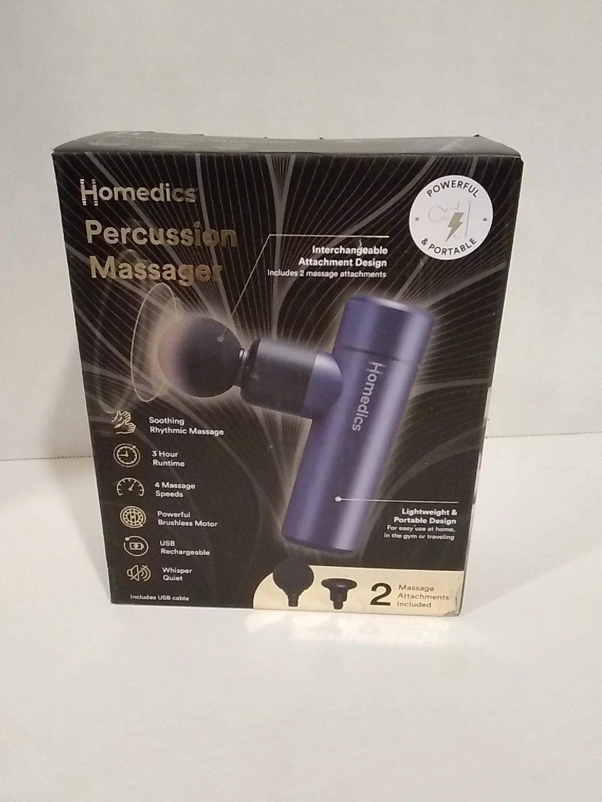 Homedics Percision Massager Powerful & Portable 4 Speeds USB Rechargable Fashions for Home