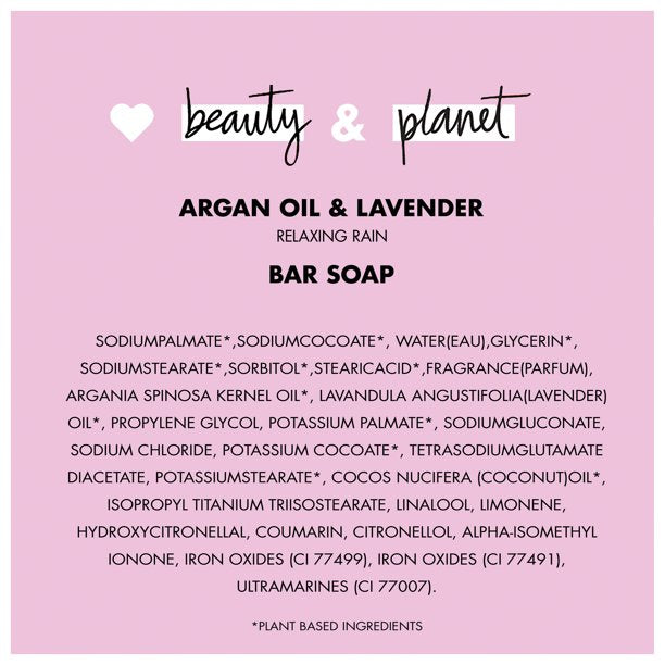 Love Beauty and Planet Relaxing Rain Bar Soap Argan Oil and Lavender 7 oz