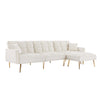 L-Shape Sectional Modern Velvet Upholstered Reversible Sofa Bed, with Movable Ottoman