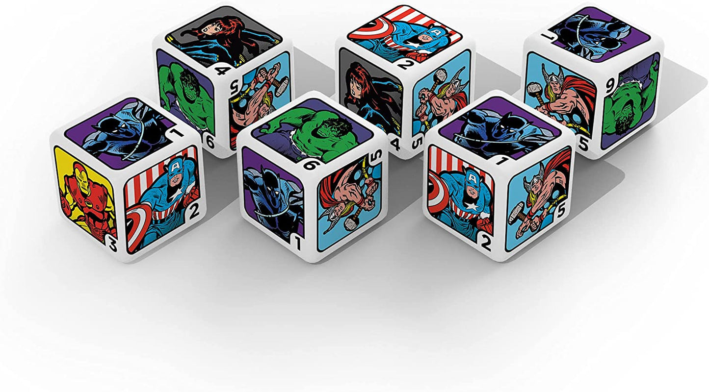 Marvel Avengers Dice Set | Collectible d6 Dice Featuring Black Panther, Captain America, Iron Man, Black Widow, Thor, and Hulk | Officially Licensed 6-Sided Dice