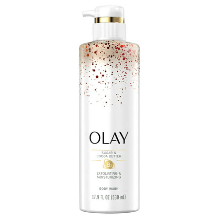 Olay Exfoliating & Moisturizing Body Wash with Sugar Cocoa Butter and Vitamin B3 17.9 Oz