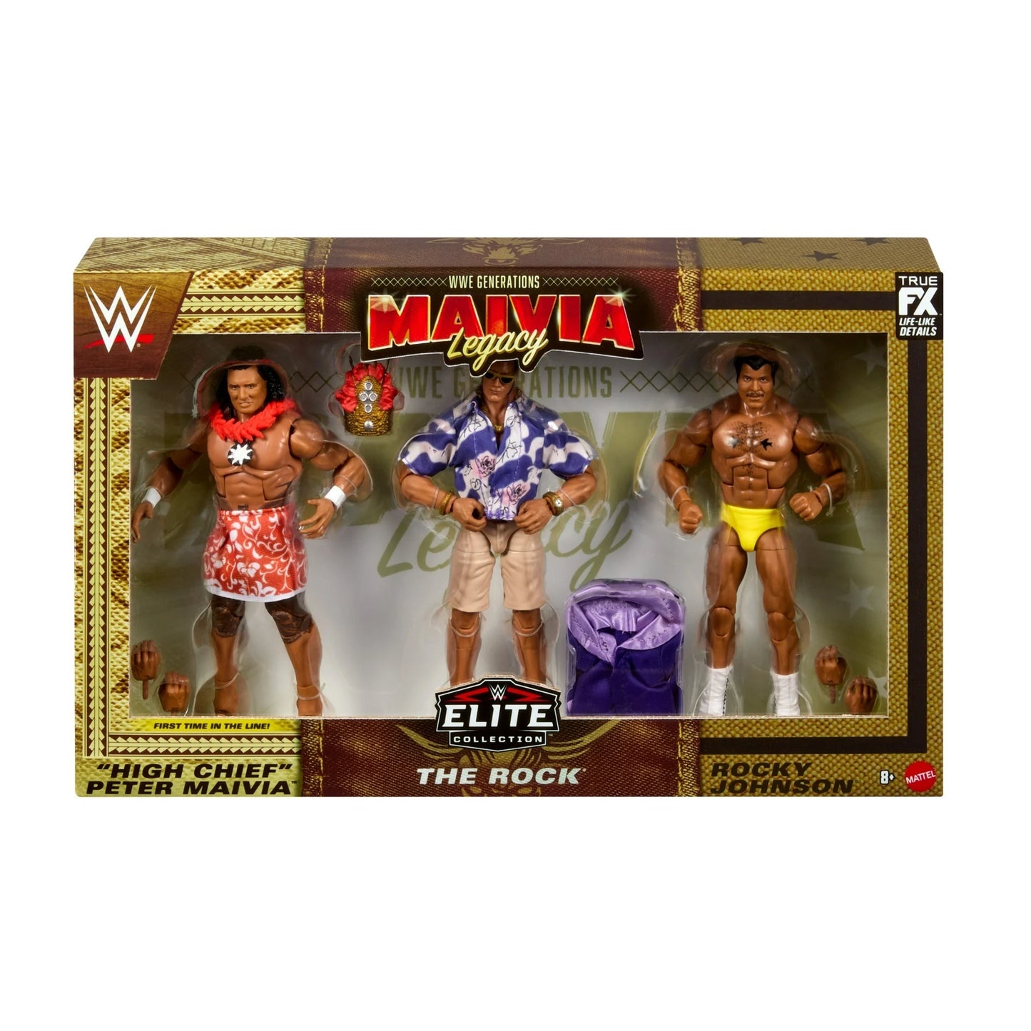 WWE Elite Action Figure Generations: The Rock, Rocky Johnson, Maivia Legacy Box Set, 3-Pack Fashions for Home
