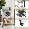 Bar Carts for The Home, 2-Tier Mobile Bar Serving Cart with Wine Racks and Glasses Holders, Wine Cart on Wheels, Beverage Small Bar Cart for Kitchen, Living Room, Wood Color