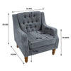 Grey Accent Chair, Living Room Chair, Footrest Chair Set with Vintage Brass Studs, Button Tufted Upholstered Armchair for Living Room, Comfy Reading Chair for Bedroom, Reception Room