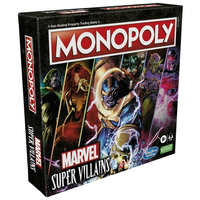 monopoly marvel super villains edition board game for kids and family ages 8 and up 2 6 players