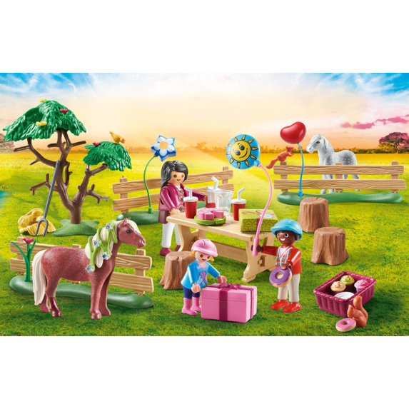 PLAYMOBIL Pony Farm Birthday Party Action Figure Set, 81 Pieces Fashions for Home