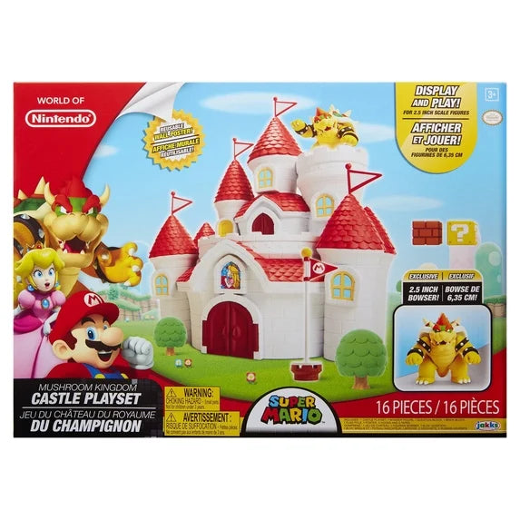 Nintendo Super Mario Mushroom Kingdom Castle Playset with Exclusive 2.5" Bowser Figure Fashions for Home