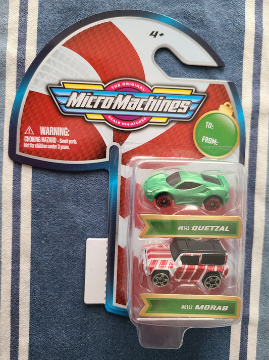 Micro Machines Christmas Holiday (2020) Jazwares Quetzal & Morab Toy Car 2-Pack Fashions for Home