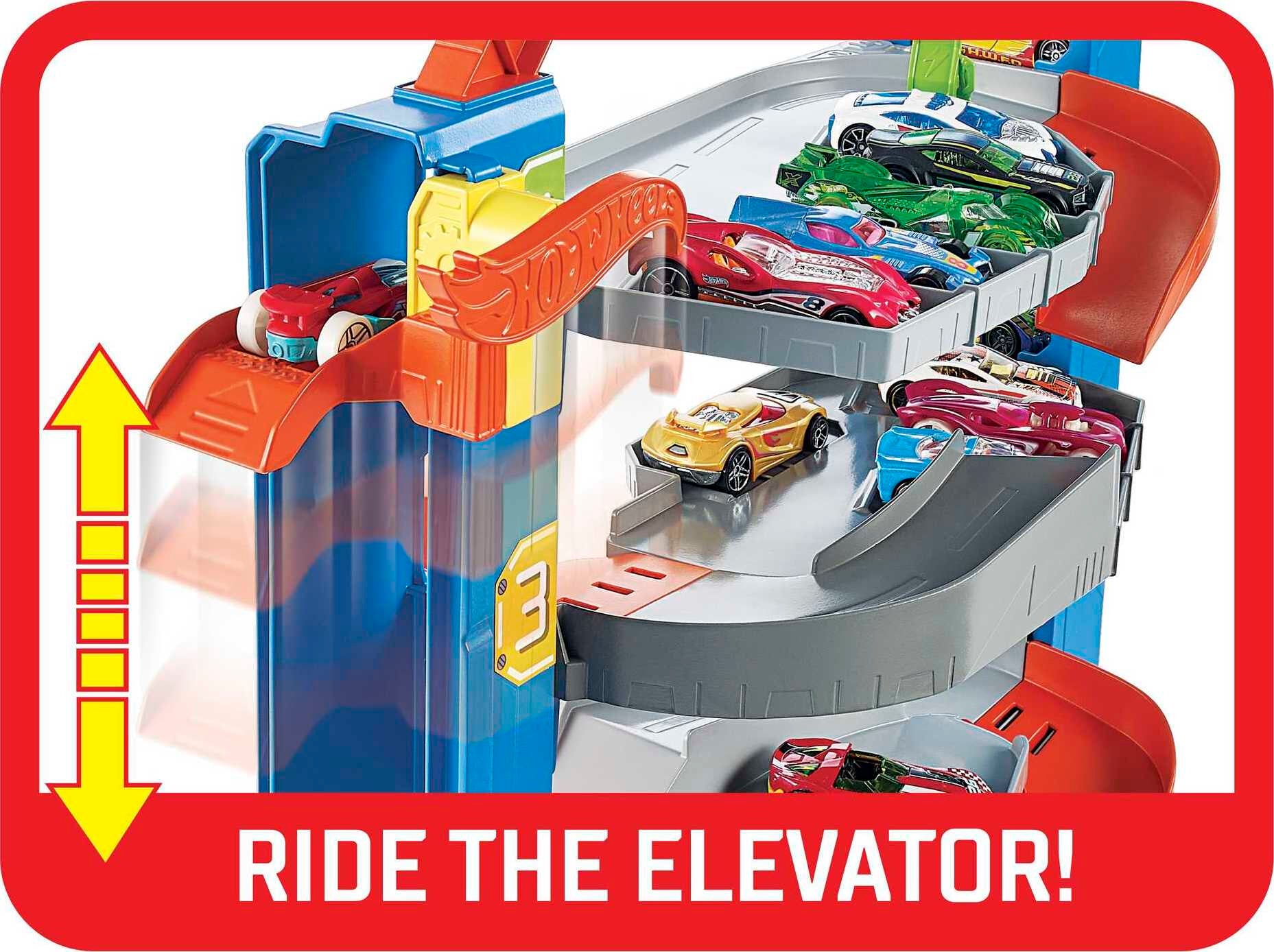 Hot Wheels City Stunt Garage Playset with 1 Toy Car in 1:64 Scale & Storage for 20+ Vehicles Fashions for Home