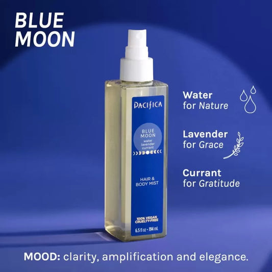 Pacifica Hair Perfume & Body Fragrance Spray Mist - Blue Moon with Lavender & Currant – Alcohol-Free, Vegan & Cruelty-Free, 6.5 oz
