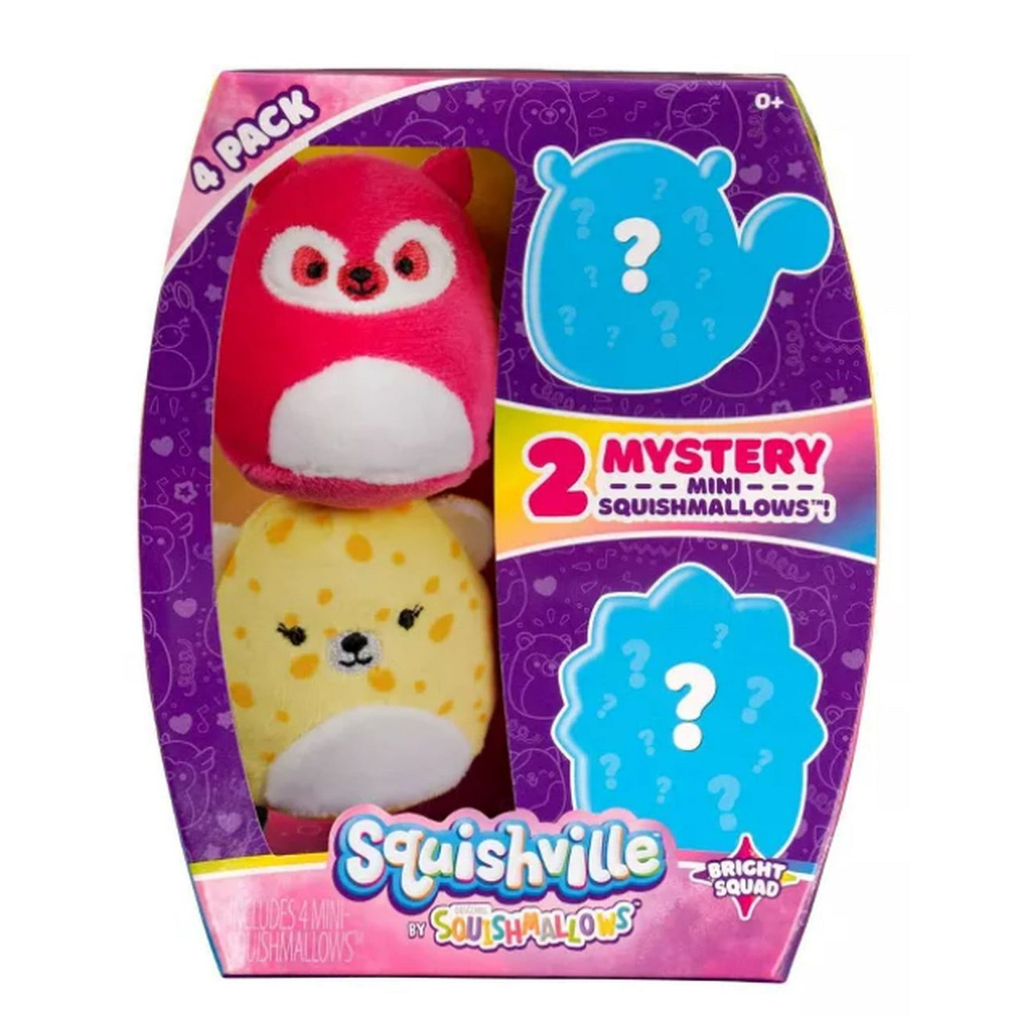 Squishville Mystery Mini-Squishmallows Bright Squad 4Pk with 2 inch Mini Stuffed Animals