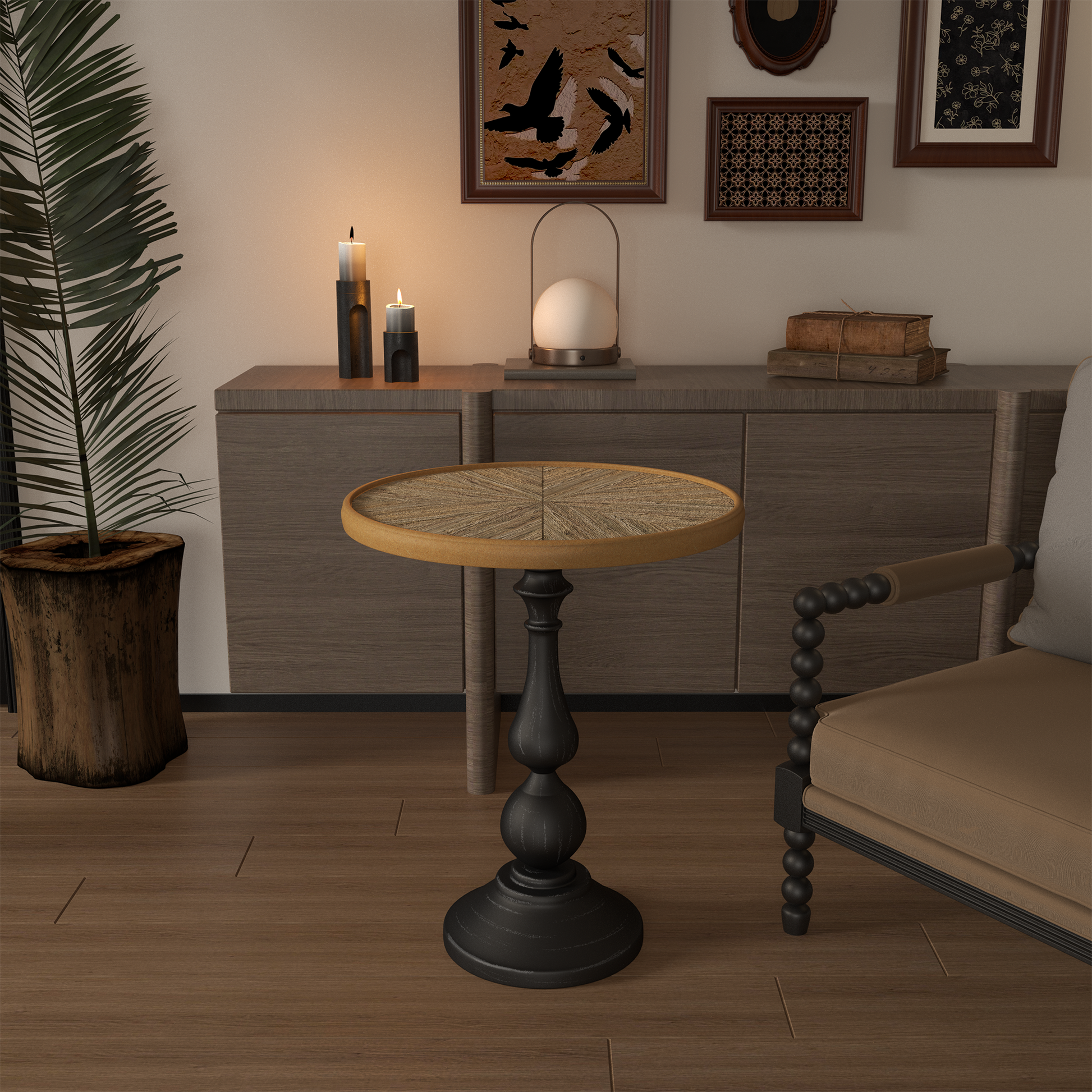 Wooden End Tables Retro Side Table French Country Accent Coffee Side Table Modern Small Round Tea Table Pedestal Side End Table for Living Room Household Restaurant Homestay - Fashions for Home