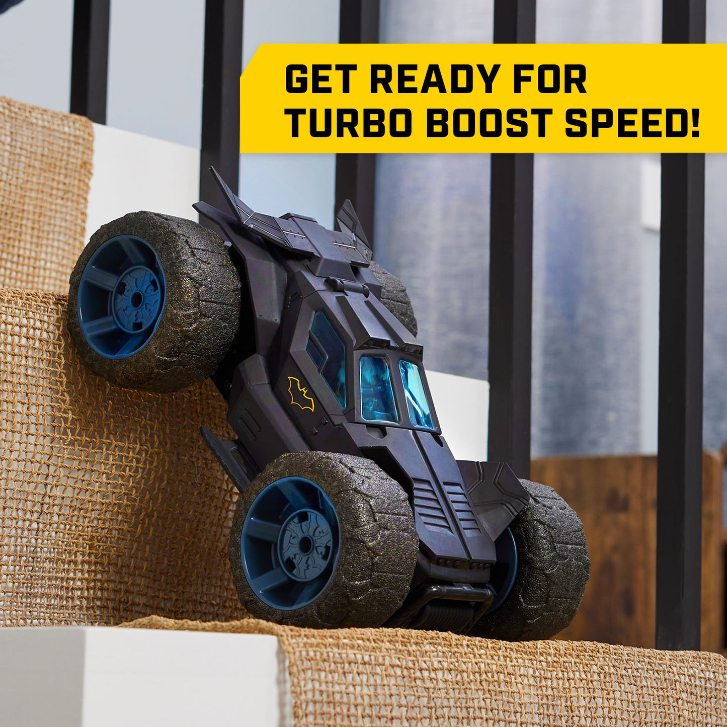 DC Comics, Batman Stunt Force Batmobile, Indoor Remote Control Car, Turbo Boost & Crazy Stunts, Collectible Super Hero Kids Toys for Boys and Girls 4+