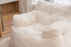 Soft Tufted Foam Bean Bag Chair With Teddy Fabric Ivory White