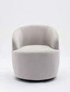 Velvet Fabric Swivel Accent Armchair Barrel Chair With Black Powder Coating Metal Ring,Gray