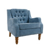 Blue Accent Chair, Living Room Chair, Footrest Chair Set with Vintage Brass Studs, Button Tufted Upholstered Armchair for Living Room, Comfy Reading Chair for Bedroom, Reception Room
