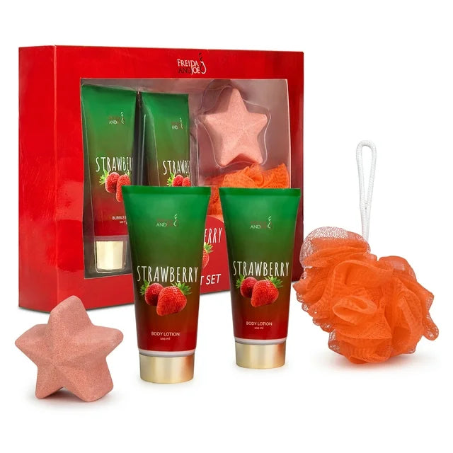 Freida & Joe Gift Strawberry Fragrance Bath & Body Collection Gift Box - Gift for Her Luxury Body Care - Fashions for Home