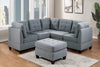 Living Room Furniture Tufted Armless Chair Grey Linen Like Fabric 1pc Armless Chair Cushion Nail heads Wooden Legs