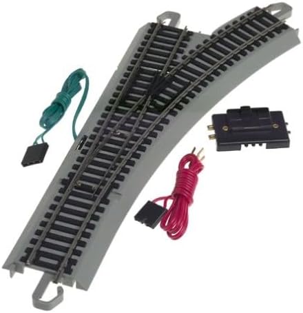 Bachmann Trains - Snap-Fit E-Z TRACK REMOTE TURNOUT - RIGHT (1/card) - NICKEL SILVER Rail With Gray Roadbed - HO Scale Fashions for Home