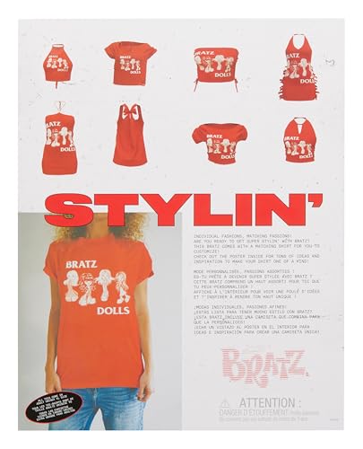 Bratz Stylin' Jade Fashion Doll with Customizable T-Shirt for You and Accessories Fashions for Home