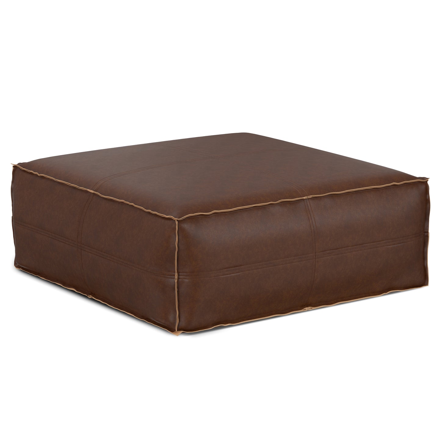 Brody - Extra Large Coffee Table Pouf - Distressed Dark Brown - Fashions for Home