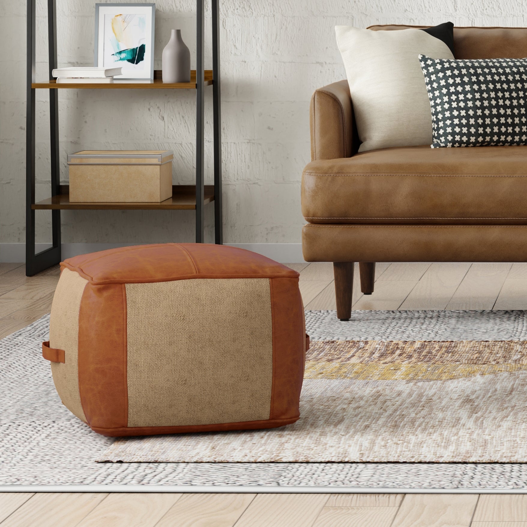 Atkinson - Pouf - Tan - Fashions for Home