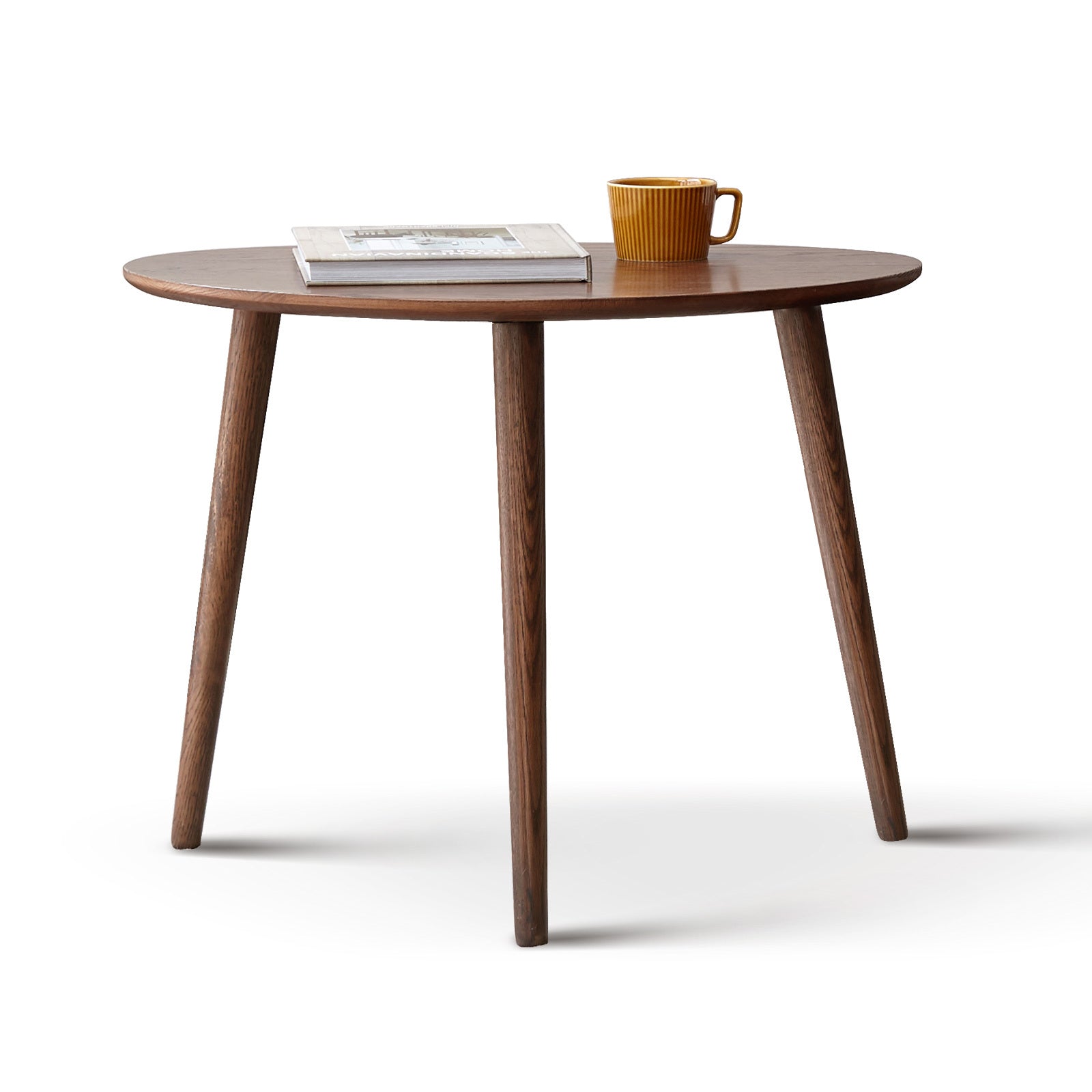 Mid-Century Modern Pebble Shaped Natural Wooden Coffee Table, Solid Oak, Walnut Finish, 58x40x85 cm - Fashions for Home