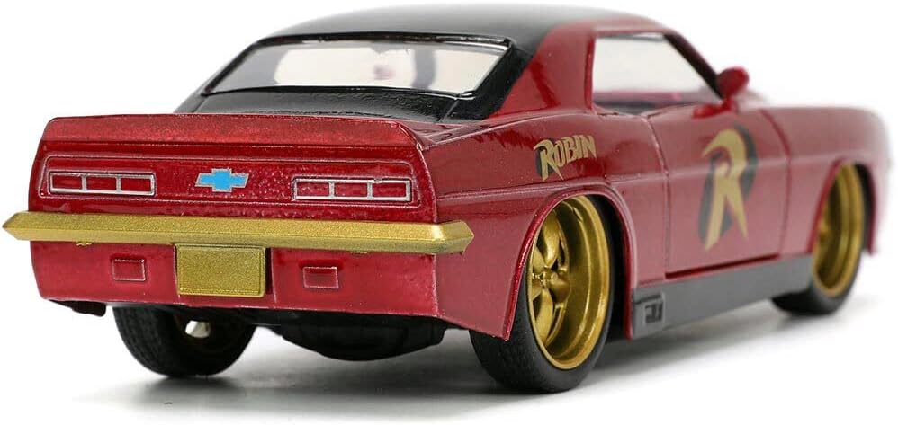 DC Comics 1:32 1969 Chevy Camaro Die-cast Car w/ 1.65" Robin Figure, Toys for Kids and Adults