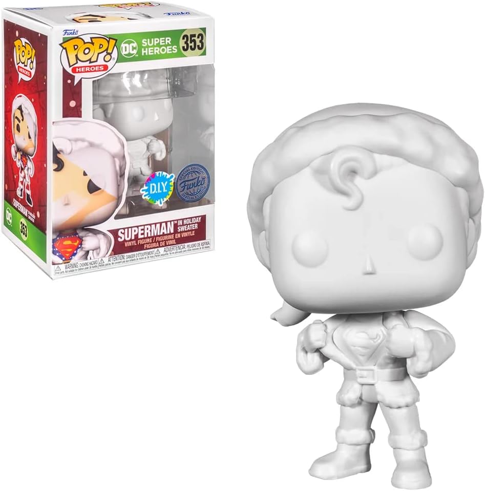 Funko DC Holiday Superman in Sweater DIY Pop Vinyl Figure Limited Edition Exclusive - White