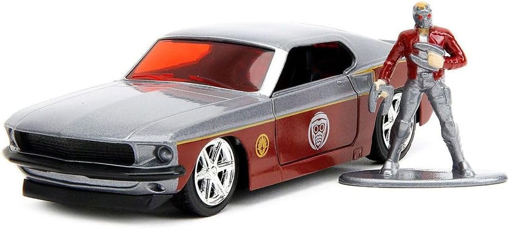Marvel Guardians of The Galaxy 1:32 1969 Ford Mustang Die-Cast Car & 1.65" Starlord Figure, Toys for Kids and Adults