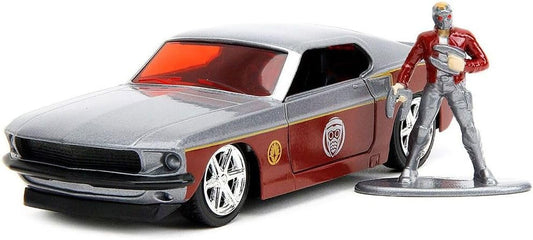Marvel Guardians of The Galaxy 1:32 1969 Ford Mustang Die-Cast Car & 1.65" Starlord Figure, Toys for Kids and Adults