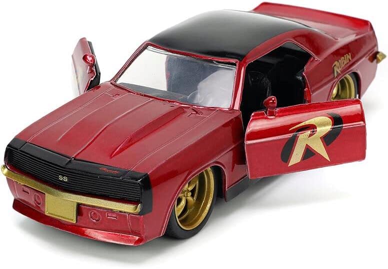 DC Comics 1:32 1969 Chevy Camaro Die-cast Car w/ 1.65" Robin Figure, Toys for Kids and Adults