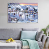 Framed Canvas Wall Art Decor Painting For Chrismas, Cosy Skateing on River scene Chrismas Gift Painting For Chrismas Gift, Decoration For Chrismas Eve Office Living Room, Bedroom Decor-Ready To Hang