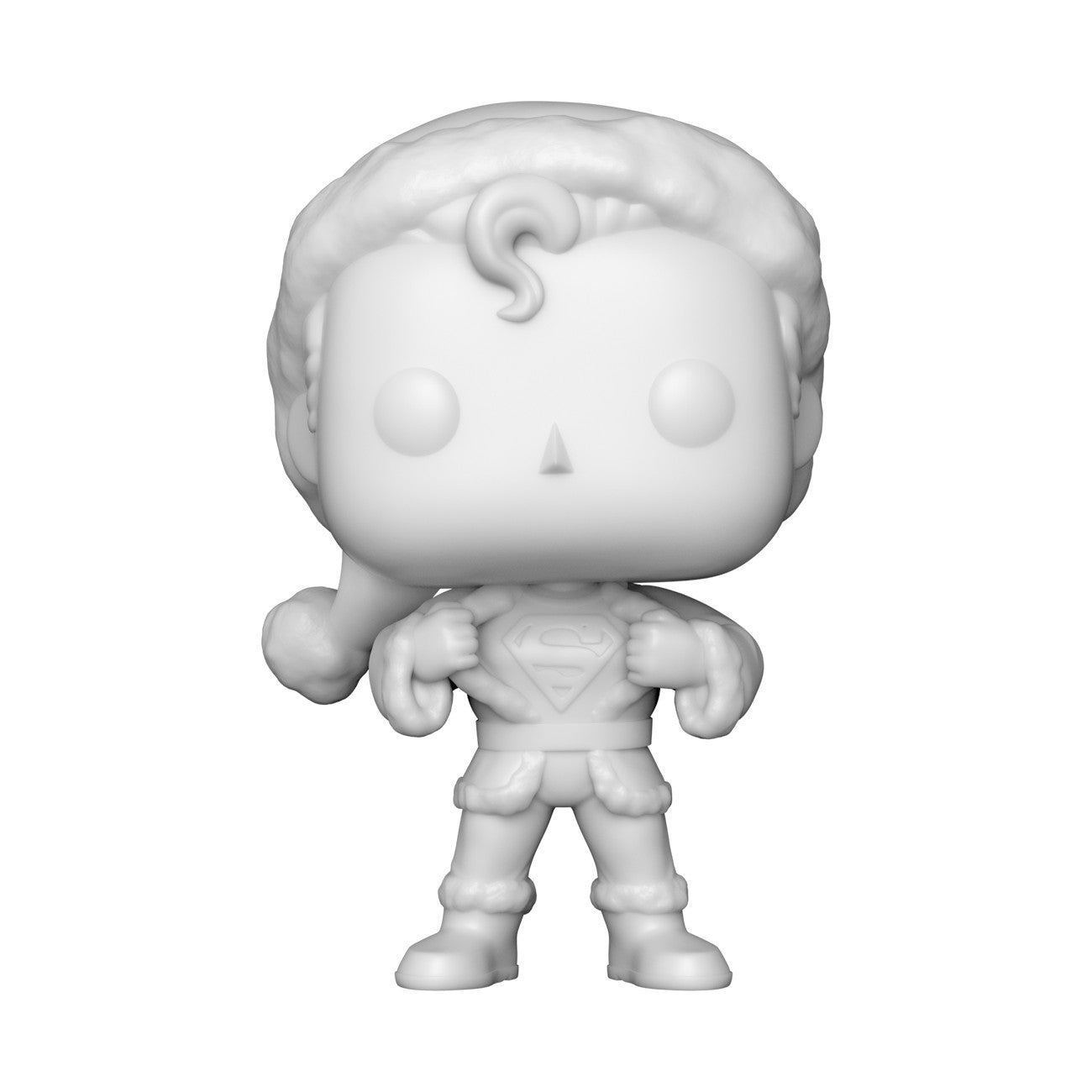 White superhero figurine with cape on a white background