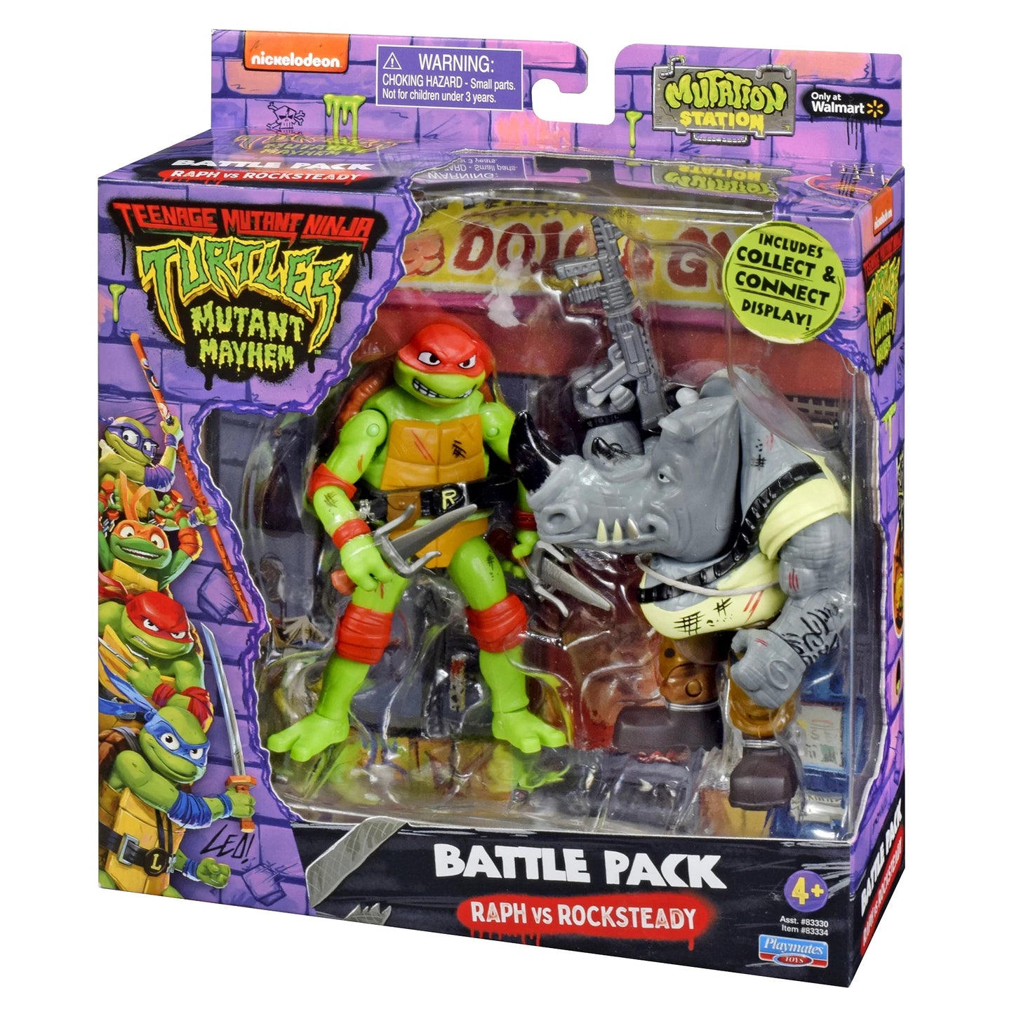 Teenage Mutant Ninja Turtles Mutant Mayhem Mutation Station Raph Vs Rocksteady Exclusive 4.6-Inch Battle Pack