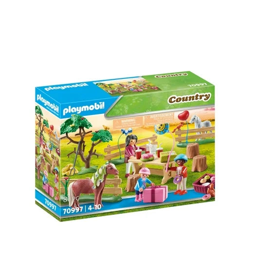 PLAYMOBIL Pony Farm Birthday Party Action Figure Set, 81 Pieces Fashions for Home