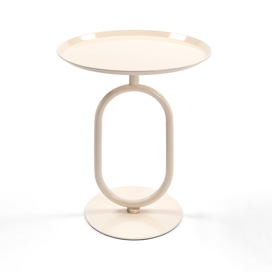 Lantern-shaped Metal End Table, Small Round Side Table, Modern Coffee Drink Cocktail Table, Small Accent Pedestal Table for Living Room Corners Small Spaces, 21.3'' Height