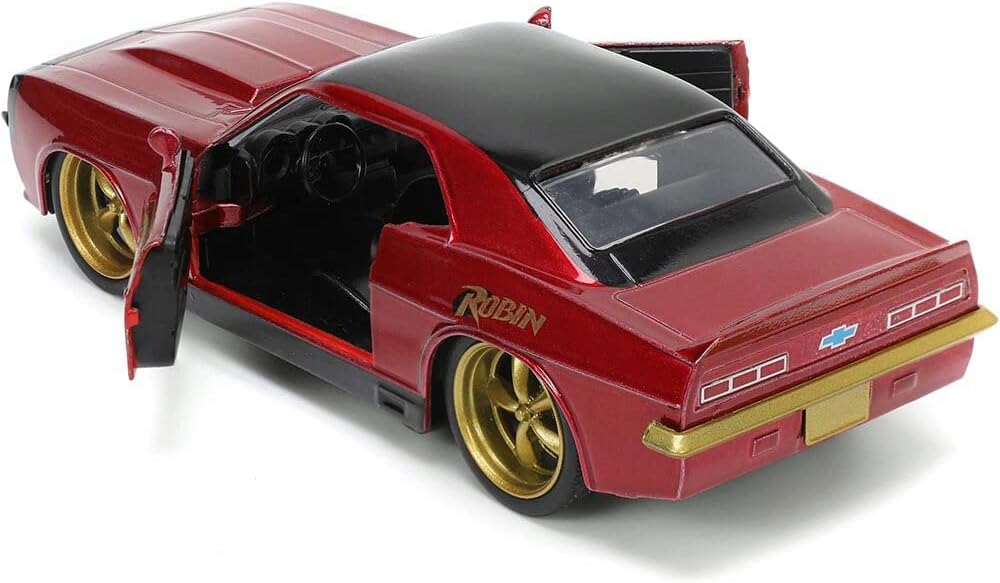 DC Comics 1:32 1969 Chevy Camaro Die-cast Car w/ 1.65" Robin Figure, Toys for Kids and Adults