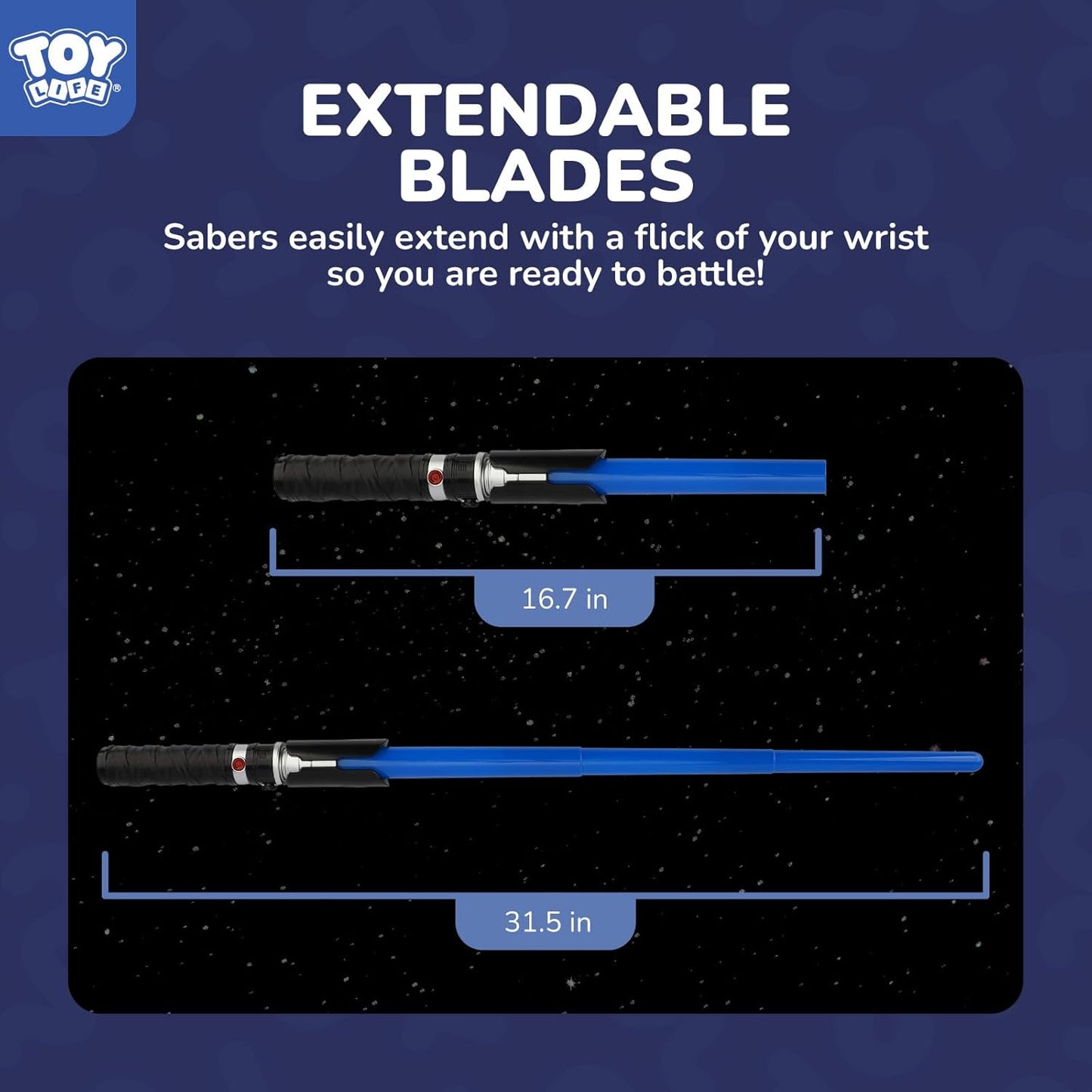 TOY Life 2 in 1 Light Up Saber Blue & Red 2 Pack for Kids, Expandable Light Up Sword for Kids Lightsaver, LED + FX Sound Lightsavers Dual, Light Up Toy, Dark Saber Galaxy Wars Saber